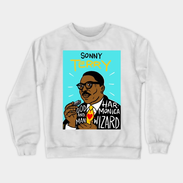 Sonny Terry Blues Folk Art Crewneck Sweatshirt by krusefolkart